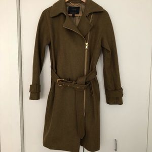 J.Crew Wool Belted Trench Coat, Olive Green